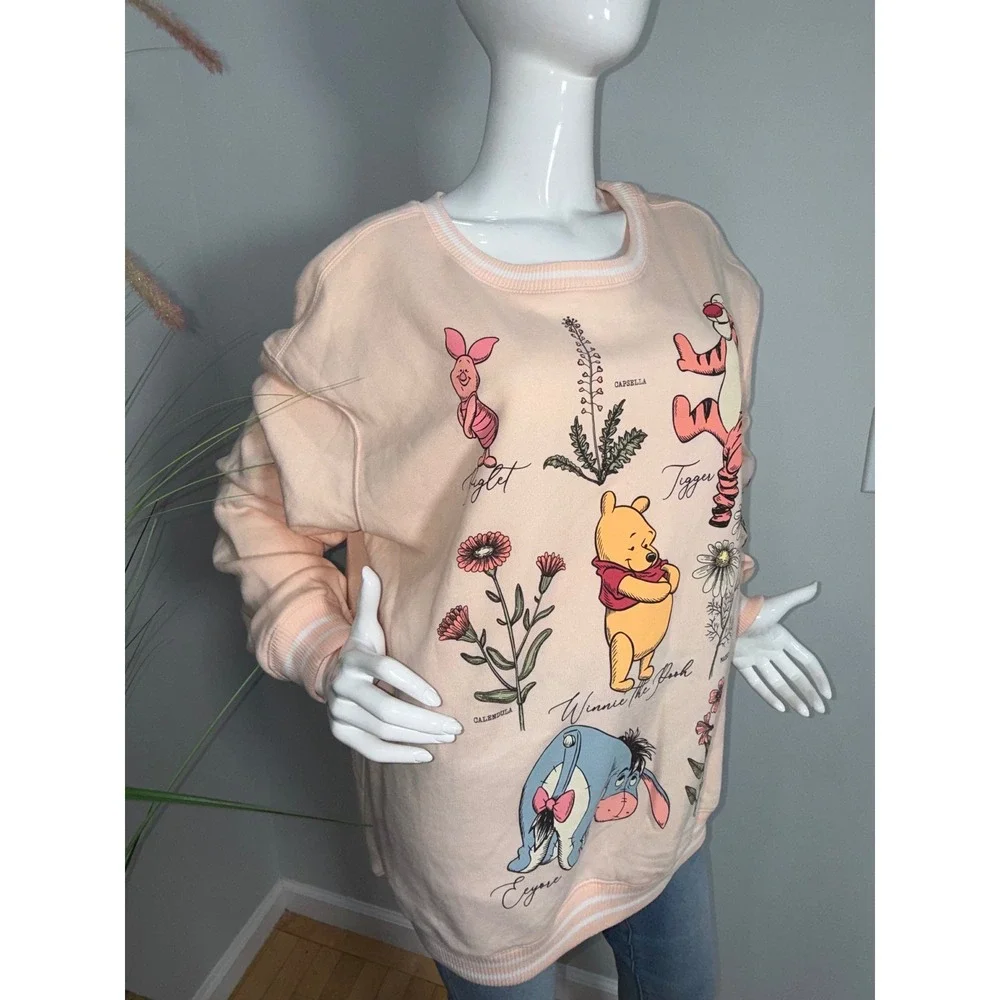Disney Winnie the Pooh Botanical‎ Sweatshirt Peach Fleece Pullover 2X NEW - Picture 12 of 13